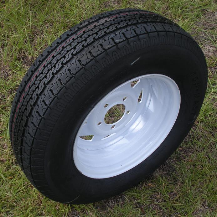 Towmaster ST205/75D15 15″ Trailer Trailer Tire Bias Ply White 5Lug Rim