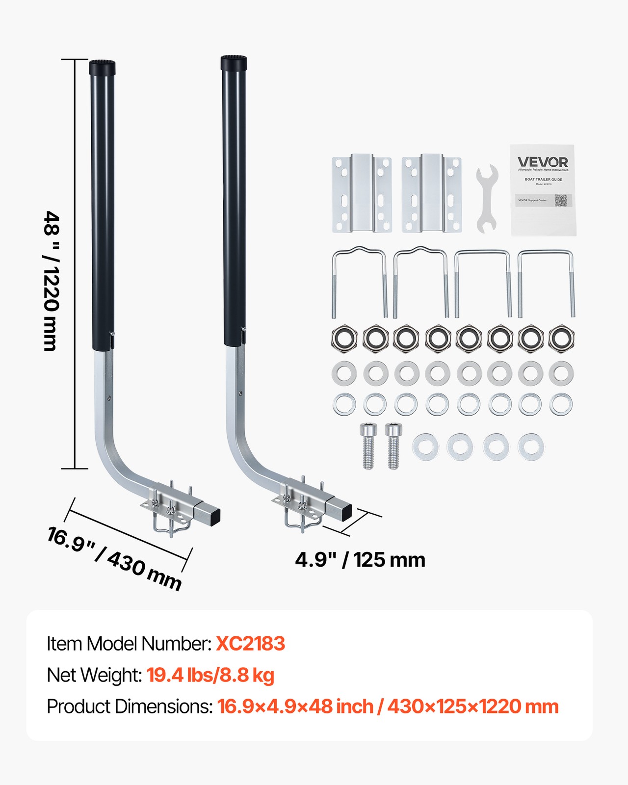 VEVOR Boat Trailer Guide 40 in/48 in Heavy-Duty Trailer Guide Ons with PVC Pipes