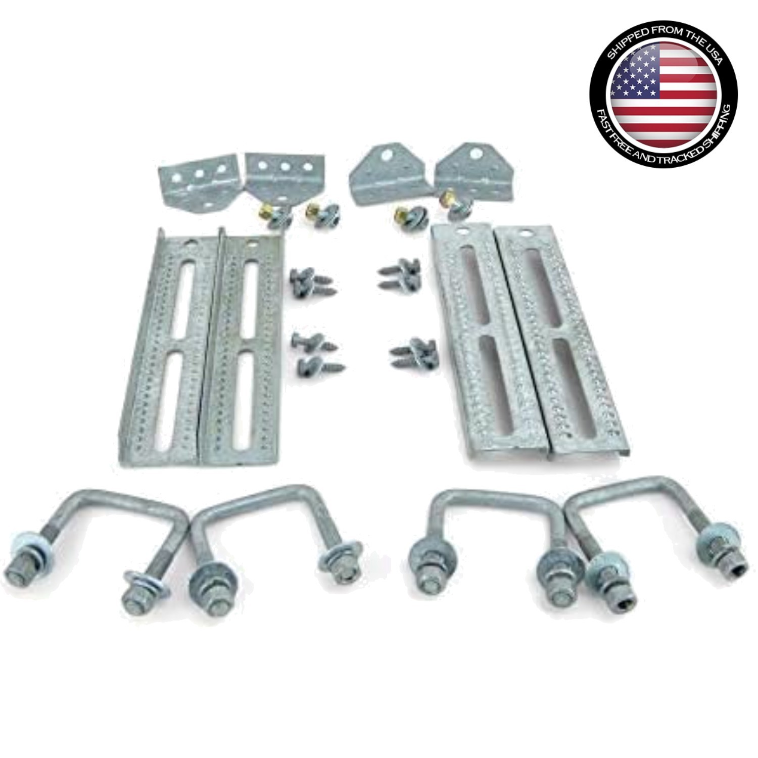 Boat Trailer Bunk Bracket Kit 4 12-Inch Galvanized Swivel Top with Hardware