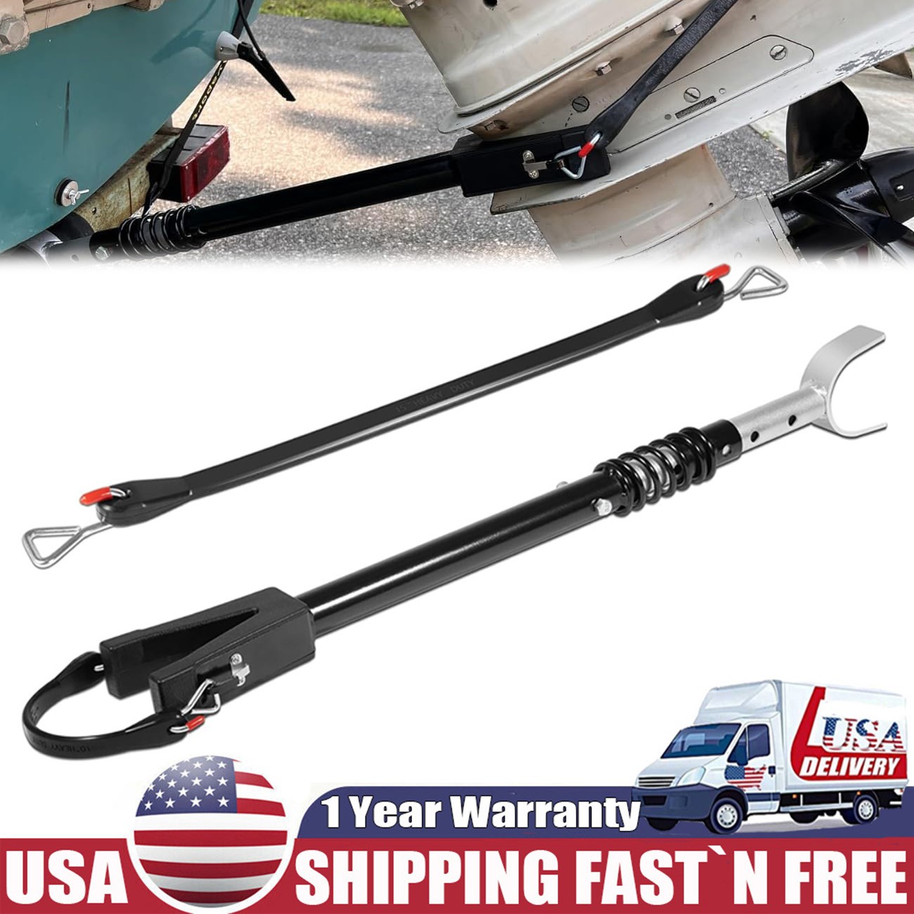 Adjustable Boat Transom Saver Heavy-Duty Outboard Motor Support 20.27” to 30.7