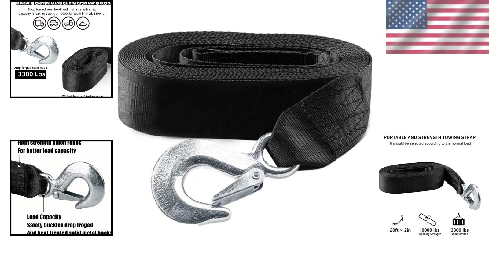 Boat Winch Strap with Hook,Winch Strap for Boat Trailer,Boat Trailer Winch St…