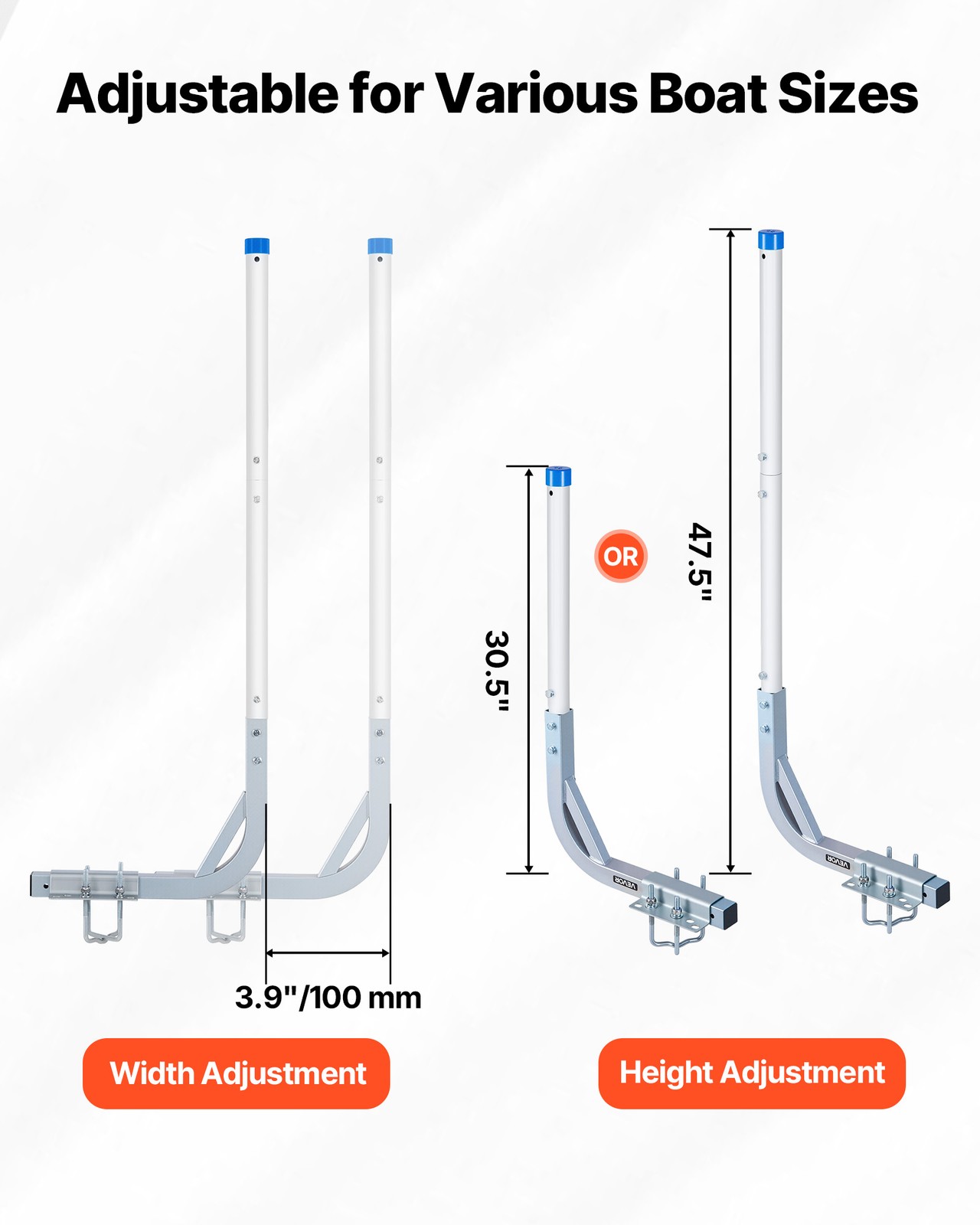 VEVOR Boat Trailer Guide 30.5 in/47.5 in Heavy-Duty Guide Ons with PVC Pipes