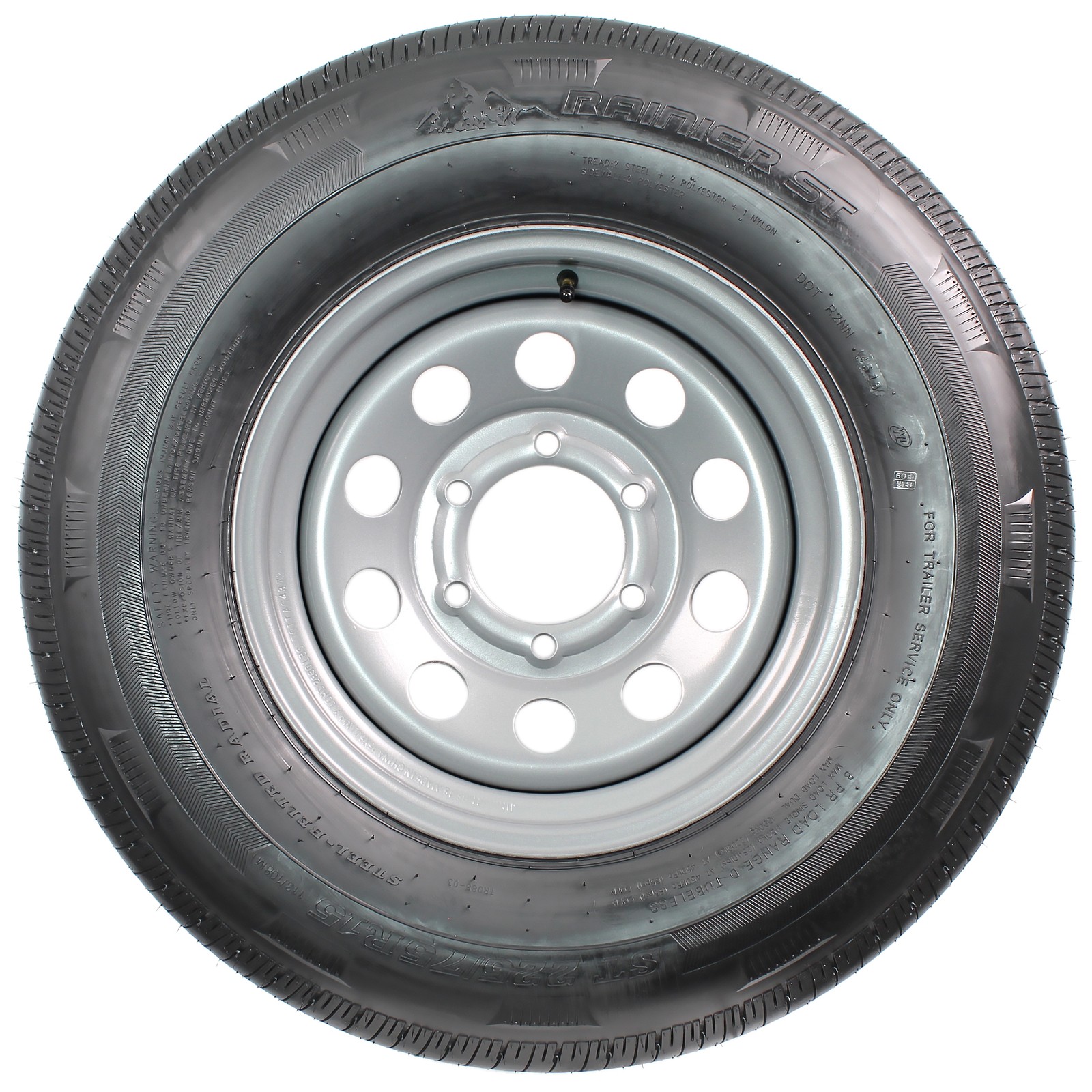 Radial Trailer Tire Rim ST225/75R15 225/75-15 15 LRD 6 Lug Silver Modular Wheel