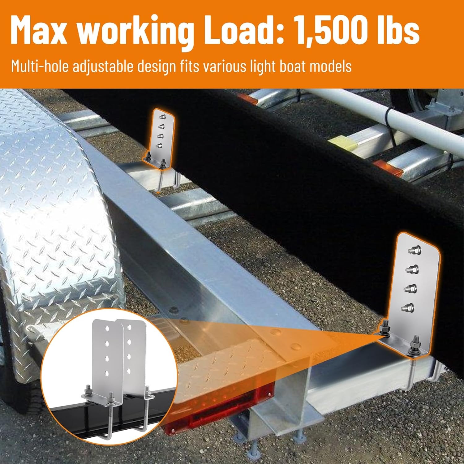 8PCS Galvanized L-Type Boat Trailer Bunk Bracket Kit Fits For 3 x 3 Crossmember