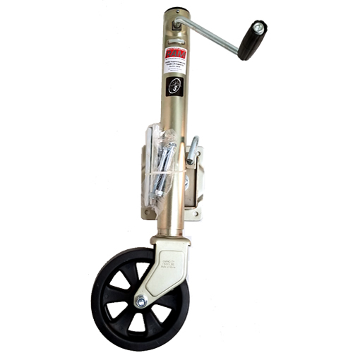 1,500 lbs. capacity side wind bolt-on swivel trailer jack zinc w/ 8″ caster