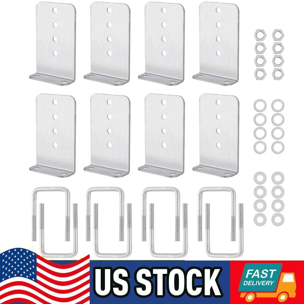 8PCS Galvanized L-Type Boat Trailer Bunk Bracket Kit Fit For 3 x 3 Crossmember
