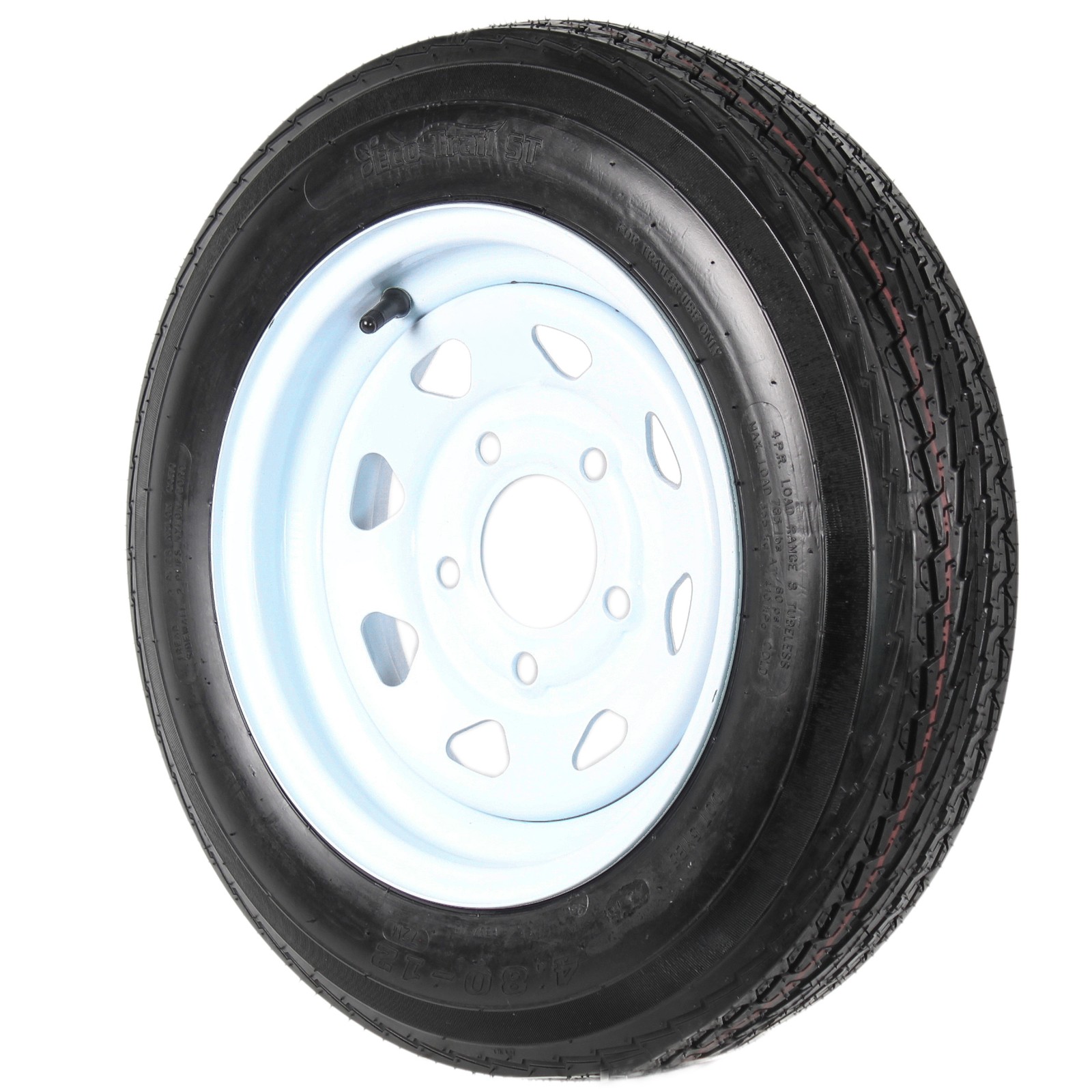 Trailer Tire Rim Assembly 4.80-12 480-12 12 Inch 5 Lug White Spoke Wheel