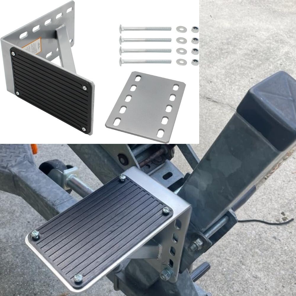 Boat Trailer Step Rubber 300lb Load Heavy Duty Aluminum RV Metal Non Slip Pad