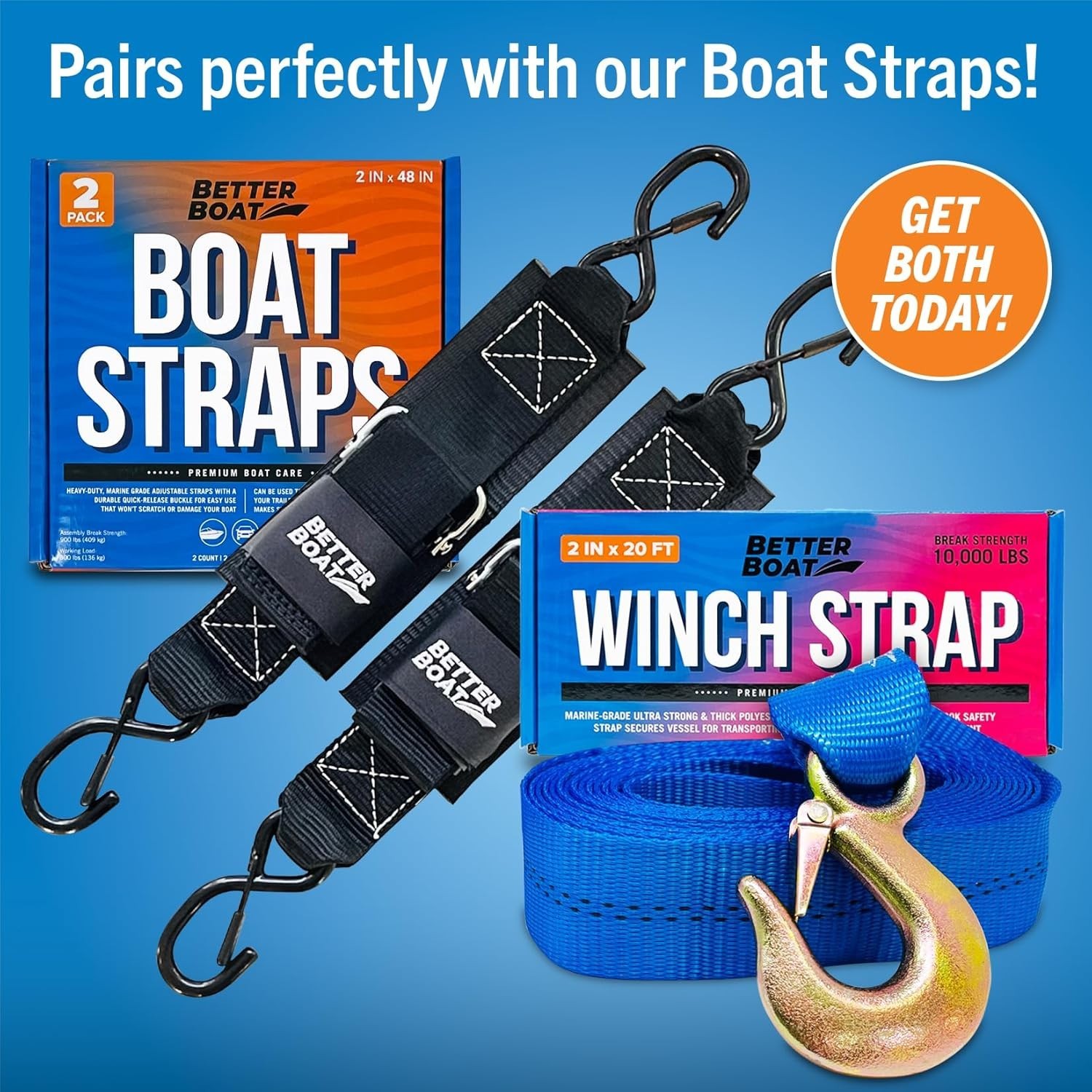 10,000 Lbs Capacity Winch Strap – Heavy-Duty 2” x 20′ Towing Strap for Trailers