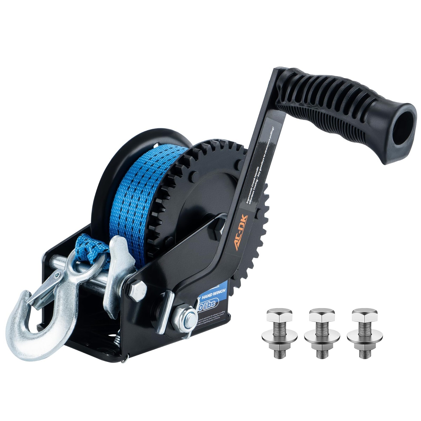 1600lbs Heavy Duty Trailer Winch with 26FT Strap, 2-Way Ratchet, Portable Hand C