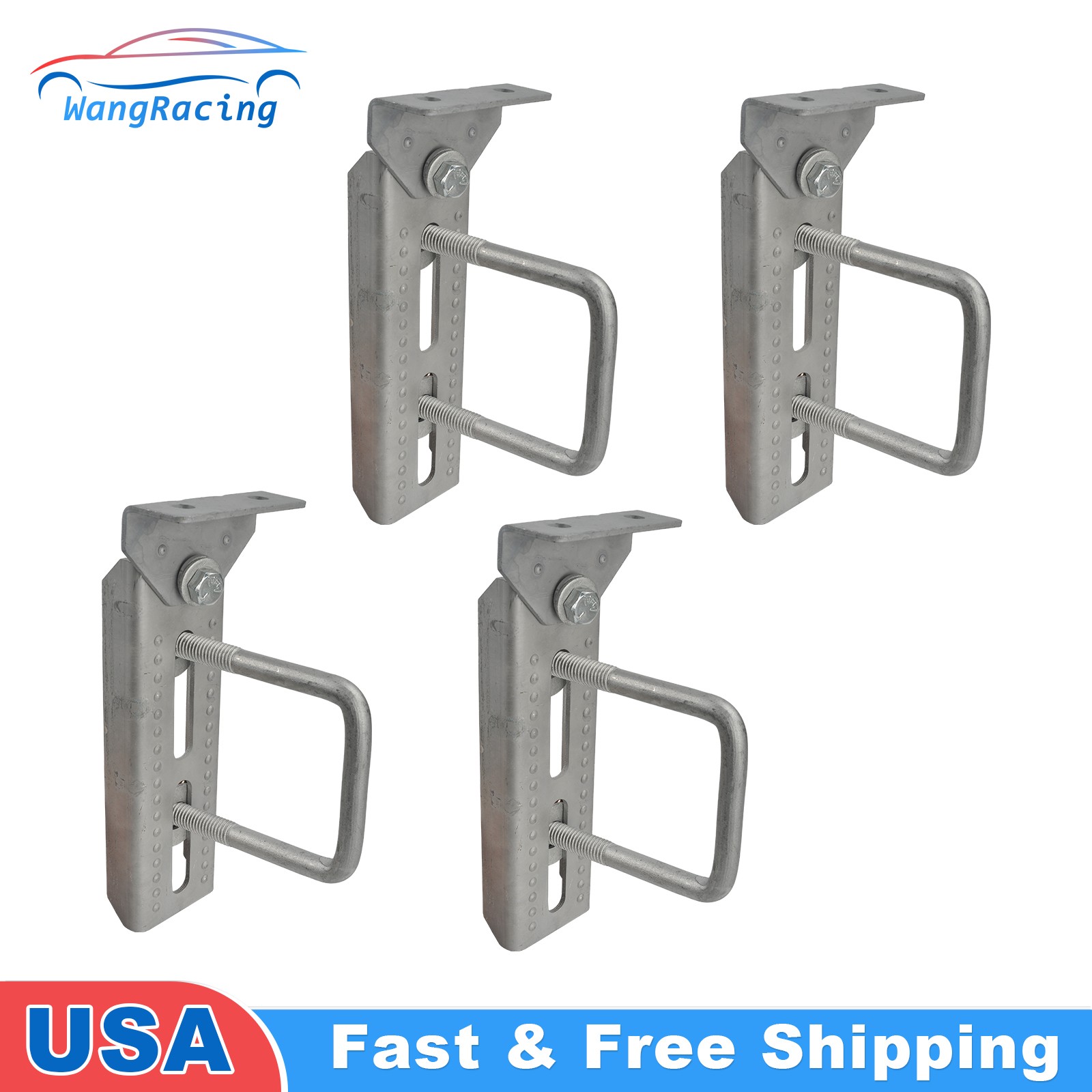 (4) 8″ Galvanized Swivel Top Bunk Bracket Kit + Hardware For 3×3 Boat Trailer