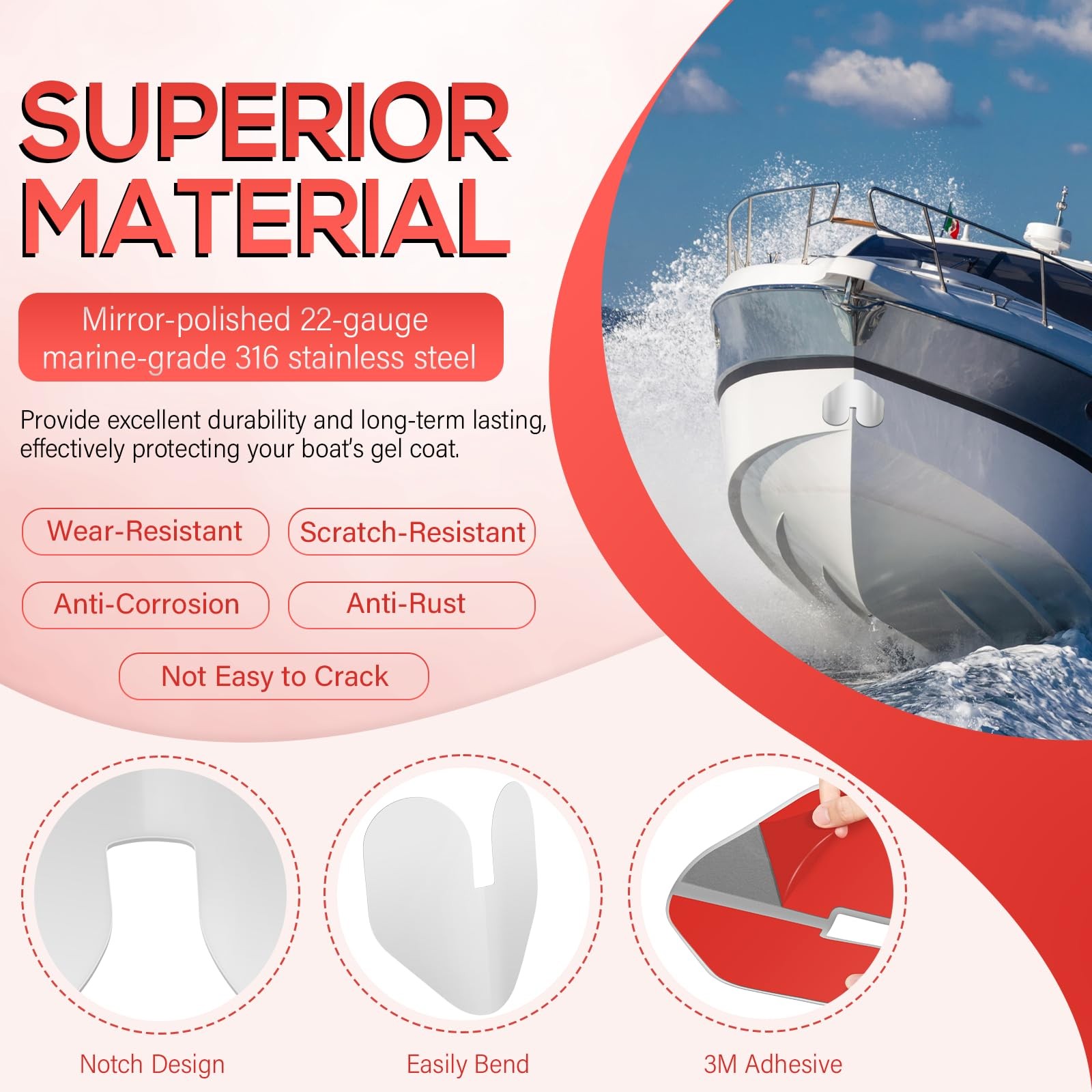 80638 Bow Guard with Notch for Boats Bow Protector 9 x 8.75 Inch