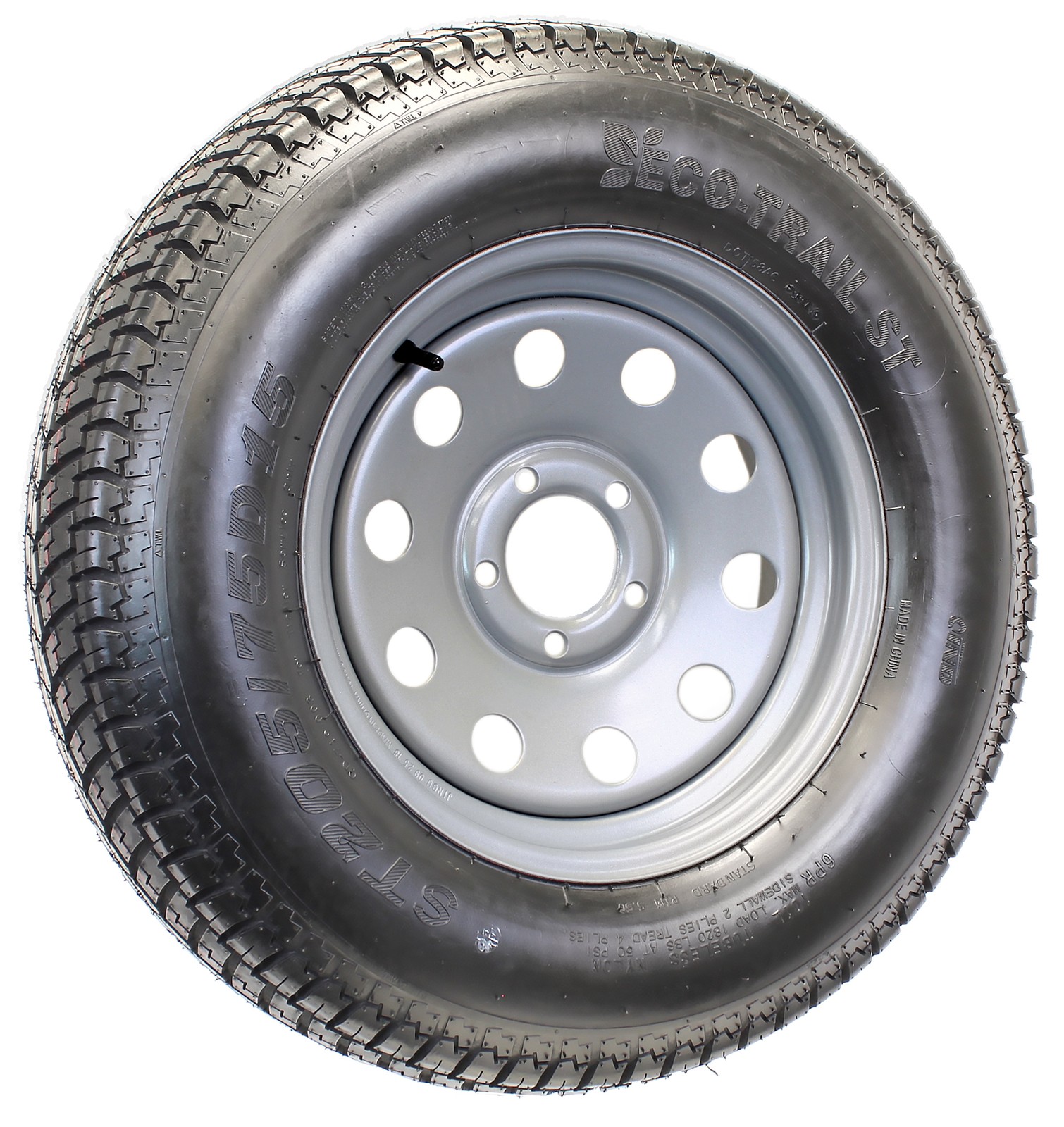 Trailer Tire Rim Assembly ST205/75D15 F78-15 LRC 5 Lug Silver Grey Modular Wheel