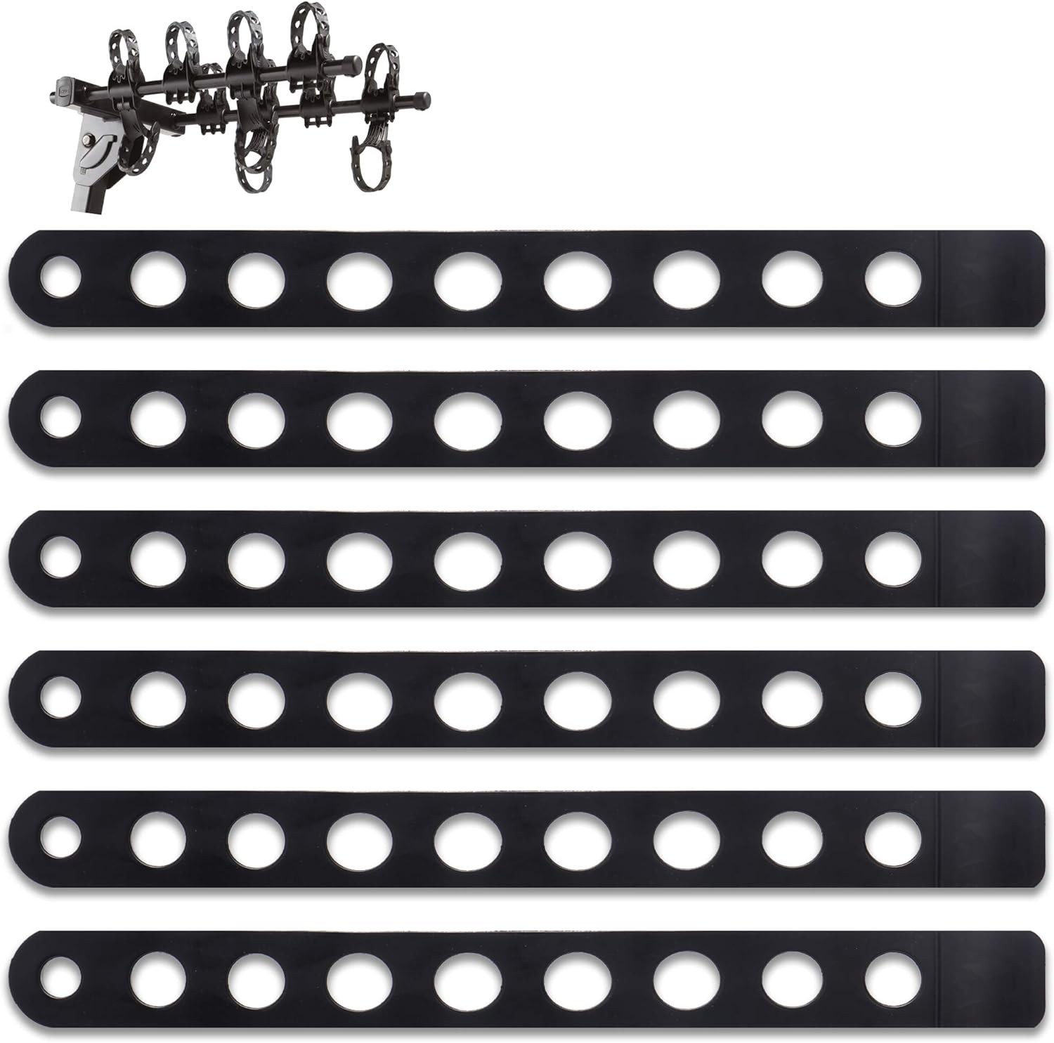 (6-Pack) Replacement Bike Rack Cradle Straps .49″ Ladder-Style 1/2″, Black