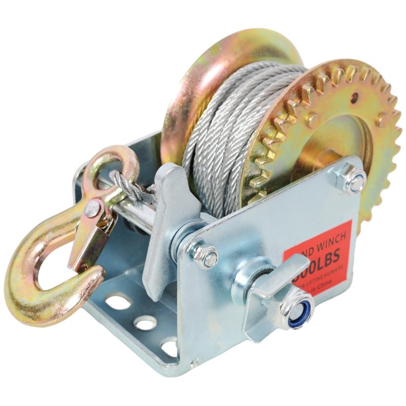 800LBS Manual Hand Winch, 32.8 ft Cable 3:1 Gear Ratio Trailer Boat ATV Towing