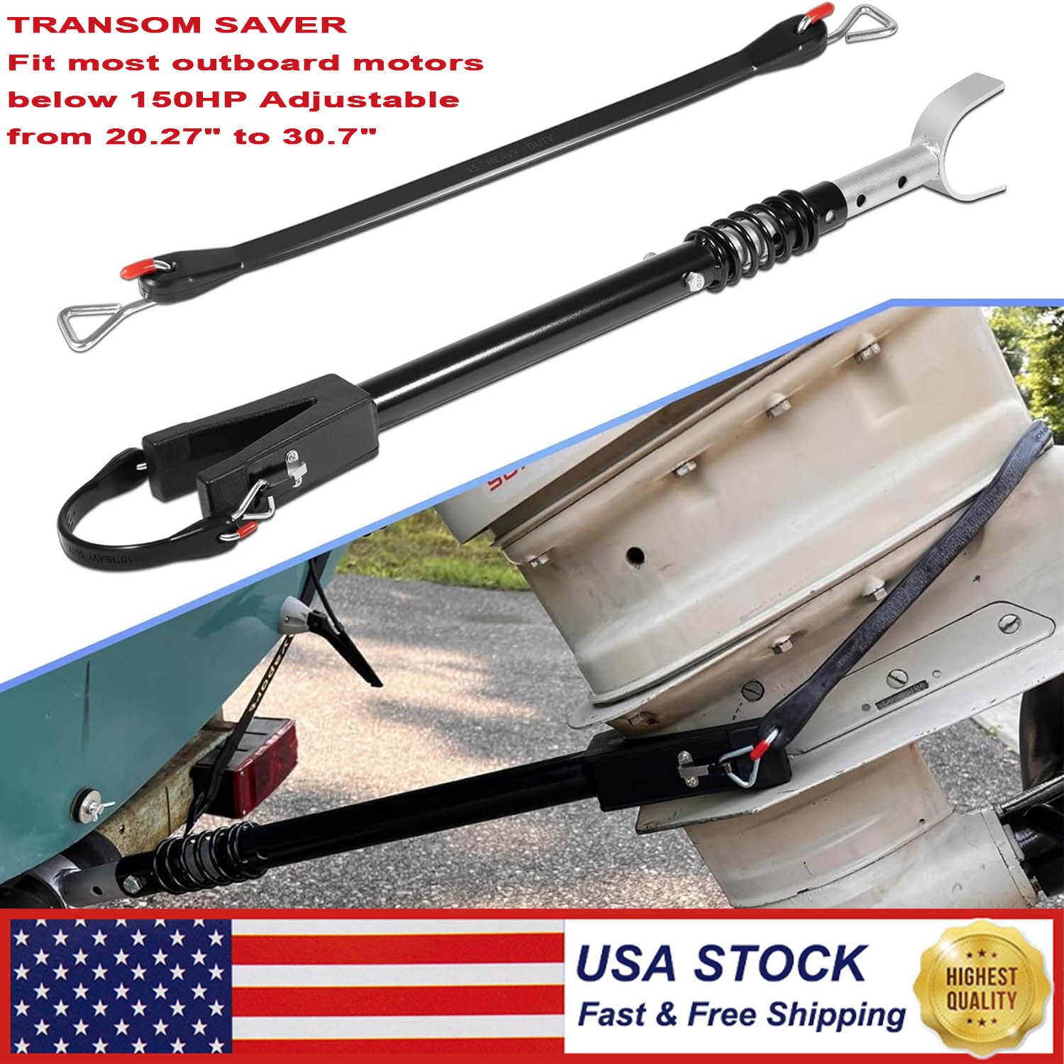 Heavy Duty Boat Transom Saver Adjustable Outboard Motor Support Bracket 150HP
