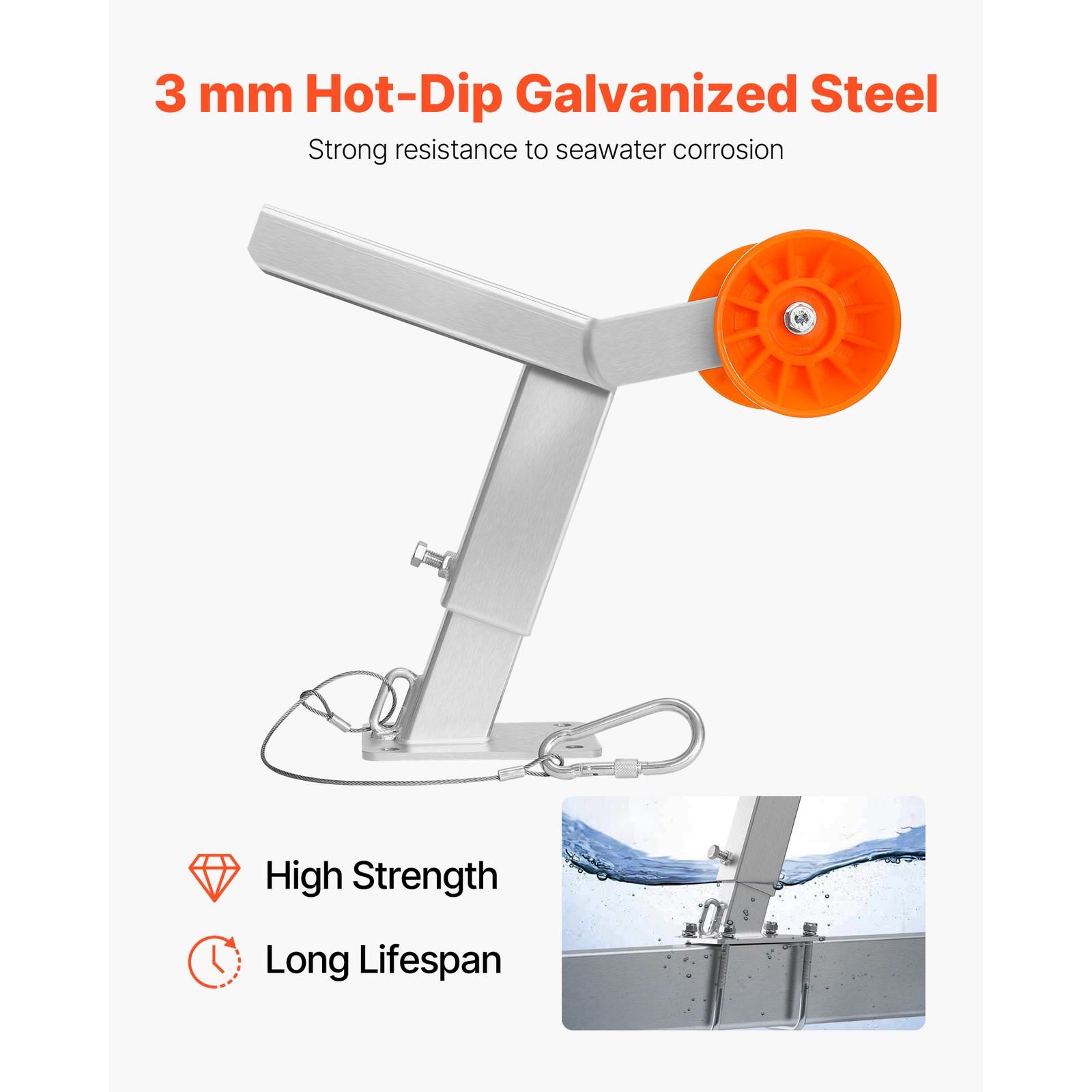 Boat Trailer Winch Stand with Roller Adjustable Height Boat Winch Mount