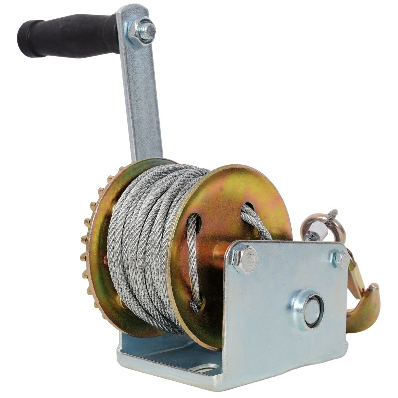 1600lbs Manual Crank Hand Winch, Trailer Boat 32.8ft Heavy Duty 4:1 Gear Ratio