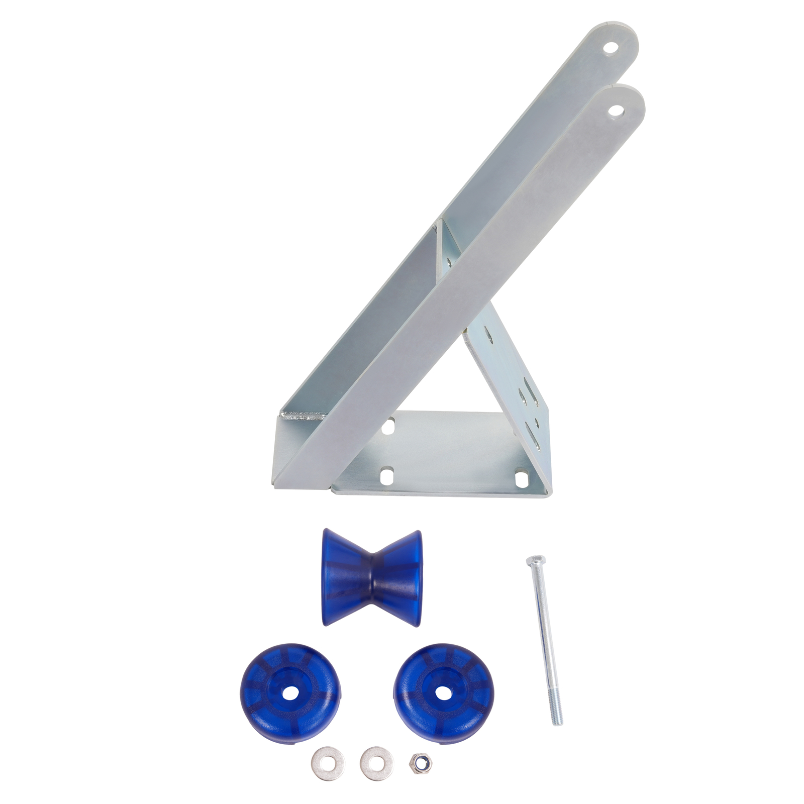 Galvanized Boat Trailer Winch Seat With Blue Roller and End Caps For Winch Posts