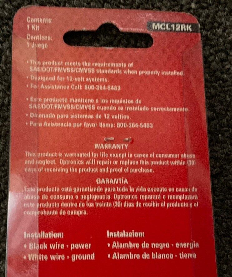 OPTRONICS Clearance Marker Lite LED Round 3/4”” Dia Waterproof Red MCL12RK
