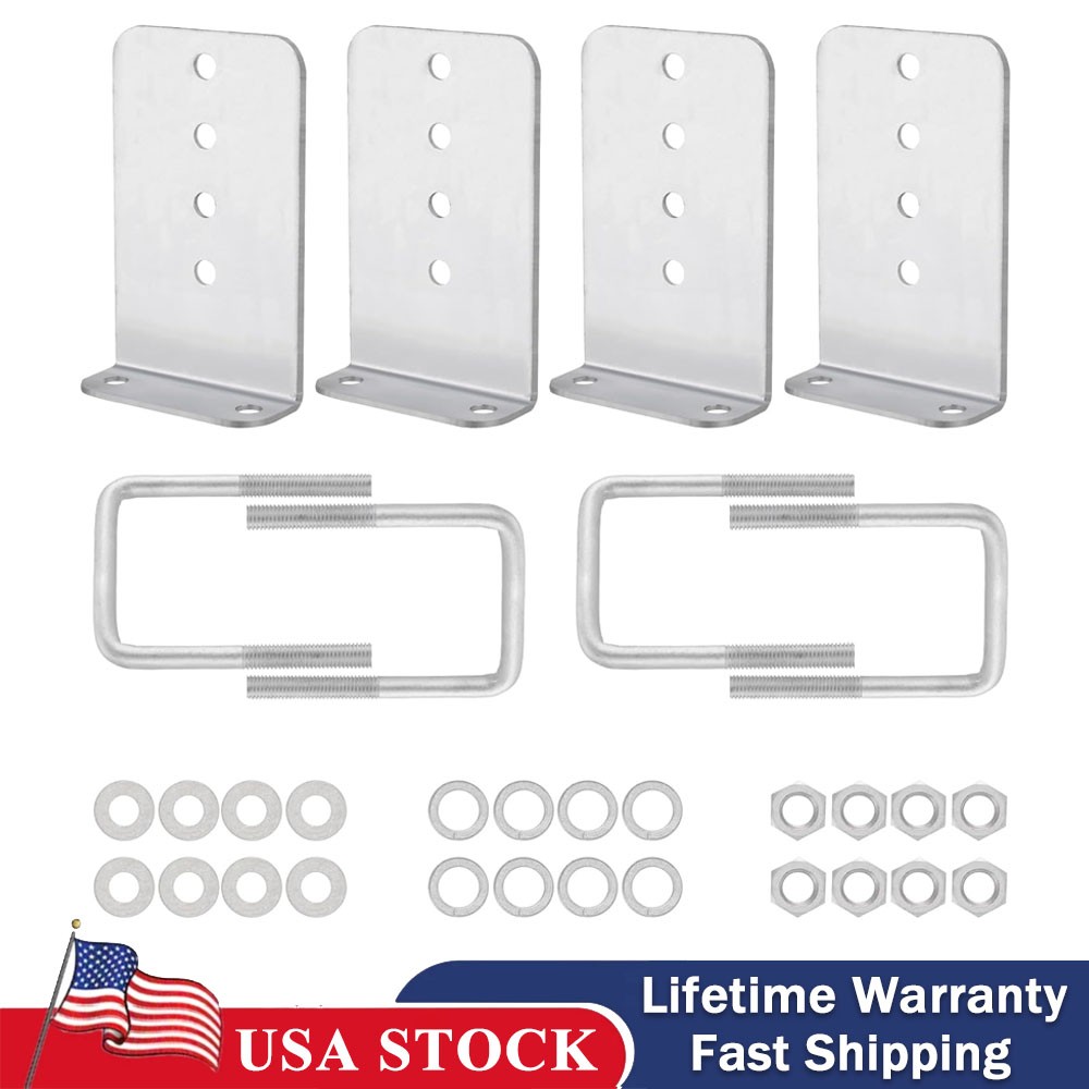 8 inch Galvanized L-Type Boat Trailer Bunk Brackets fit 3 x 3 Crossmember-4 PACK