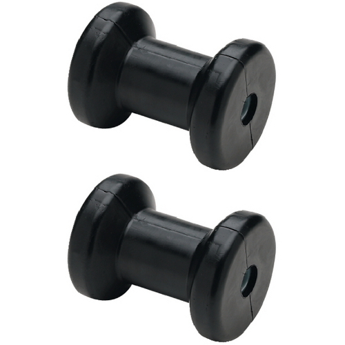 2 Pack 4 Inch Width Boat Trailer Black Molded Rubber Spool Rollers – 5/8″ Hole