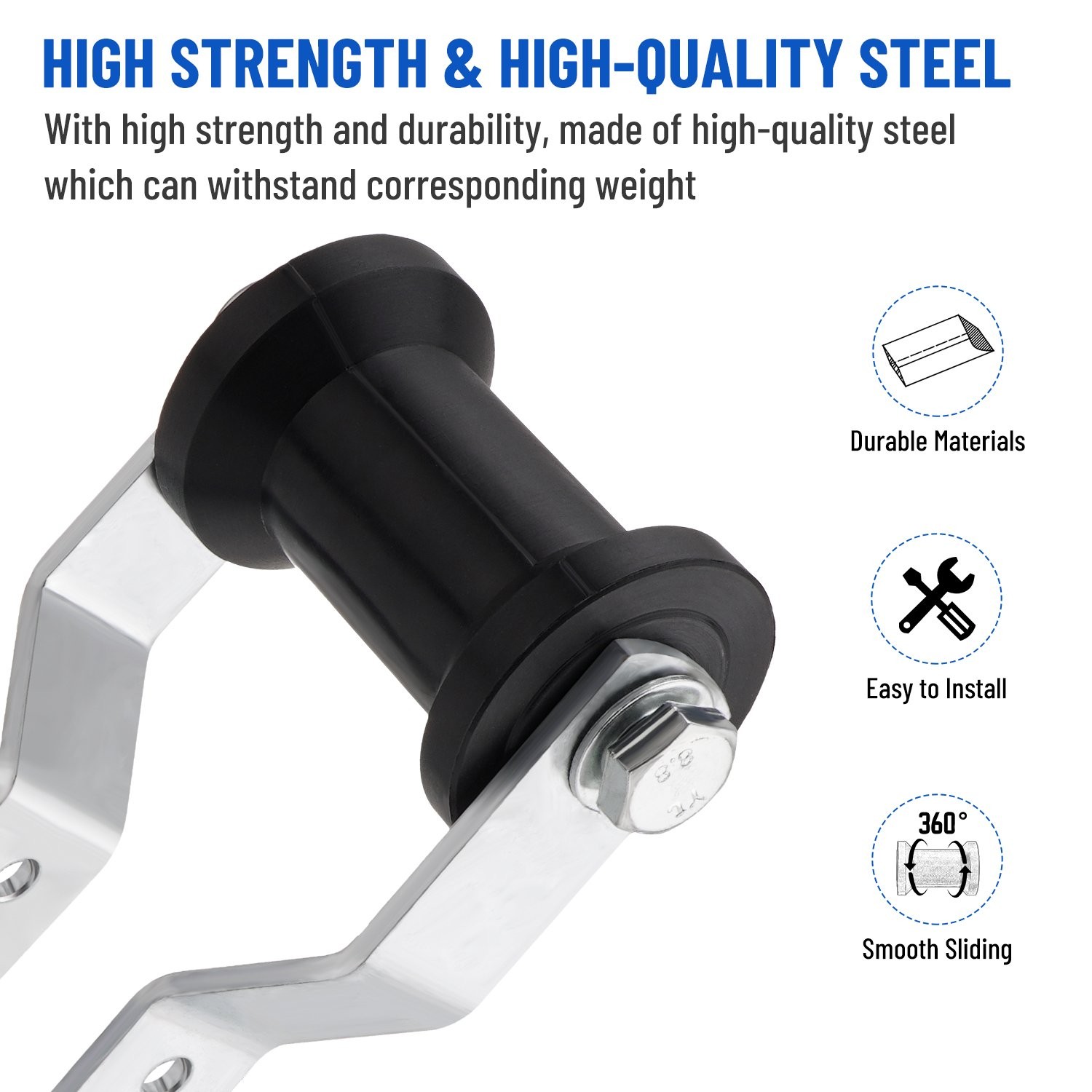 Heavy Duty 5″ Adjustable Keel Roller Bracket Assembly for 3″ Tongue Boat Trailer
