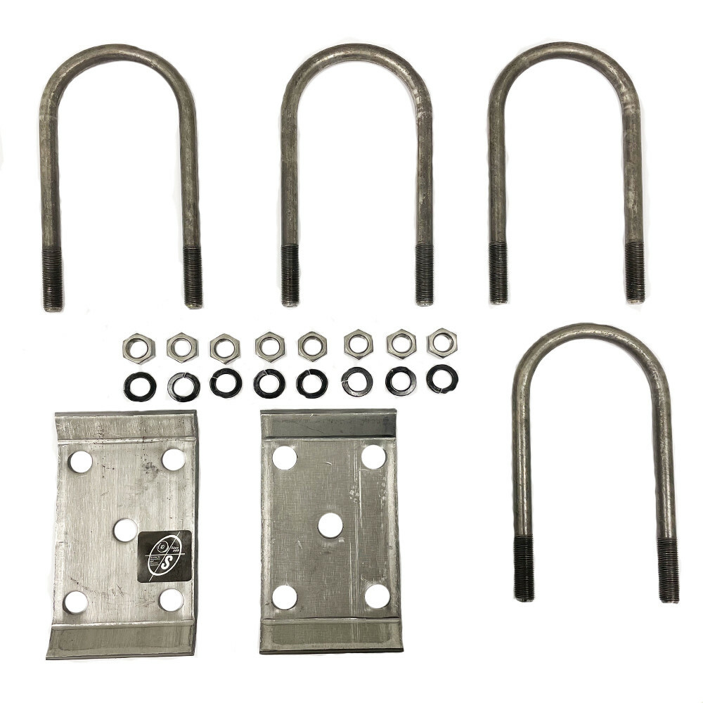 U Bolt Kit for 8,000 lbs. 3 1/2″ Round Trailer Axle 8″ Long 9/16″ Diameter