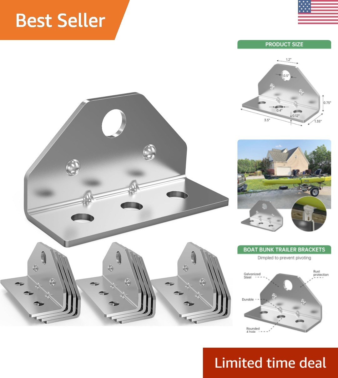 12 Marine-Grade Aluminum Bunk Brackets – Swivel Design for Easy Installation