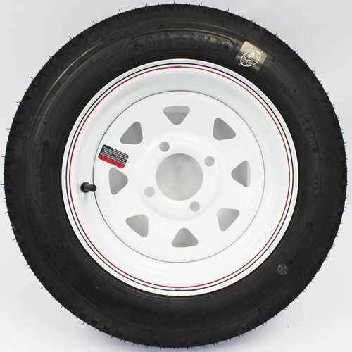 LoadStar 4-hole 12″ x4″ White Spoke with Red and Blue Pin Stripe Trailer Wheel