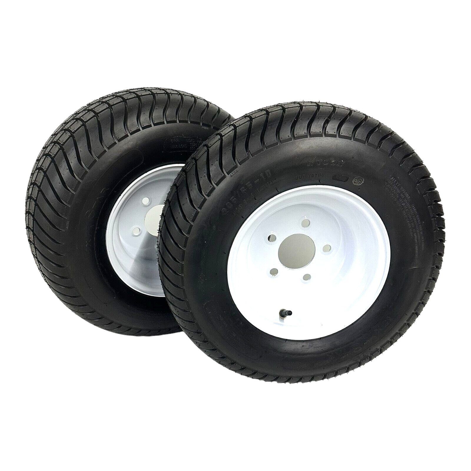 2-PK Trailer Tire on Rim 205/65-10 LRD Bias 20.5x8x10 5 Lug White Modular Wheel