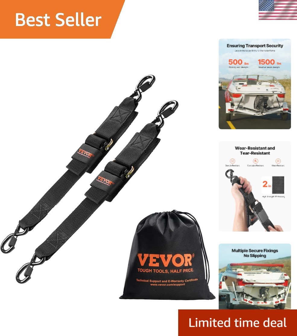 Effortless Storage 2PK Boat Tie Down Straps – 48in Adjustable, High Strength