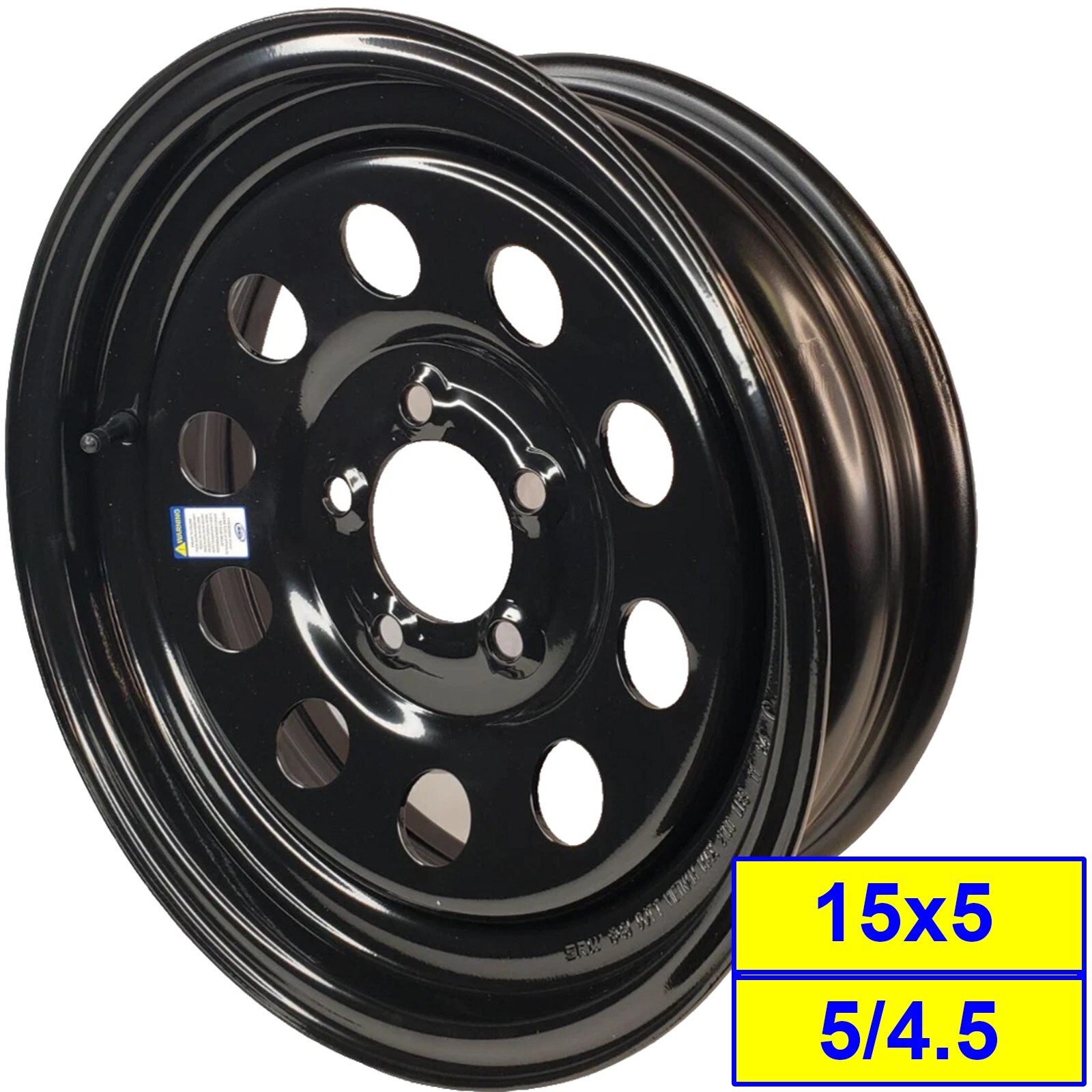 TRAILER RIM WHEEL 15×5 5/4.5 Black Steel mod Camper Boat Utility Farm Stock -TWO