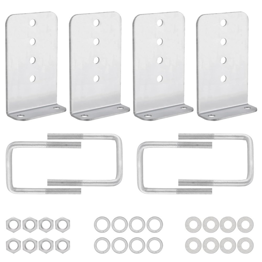 8PCS Galvanized L-Type Boat Trailer Bunk Bracket Kit Fits For 3 x 3 Crossmember