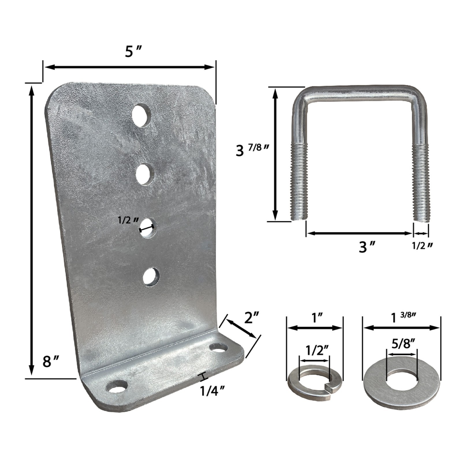 (2) 8″ Galvanized L-Type Bunk Bracket Kit for Boat Trailer fits 2×3, Heavy Duty