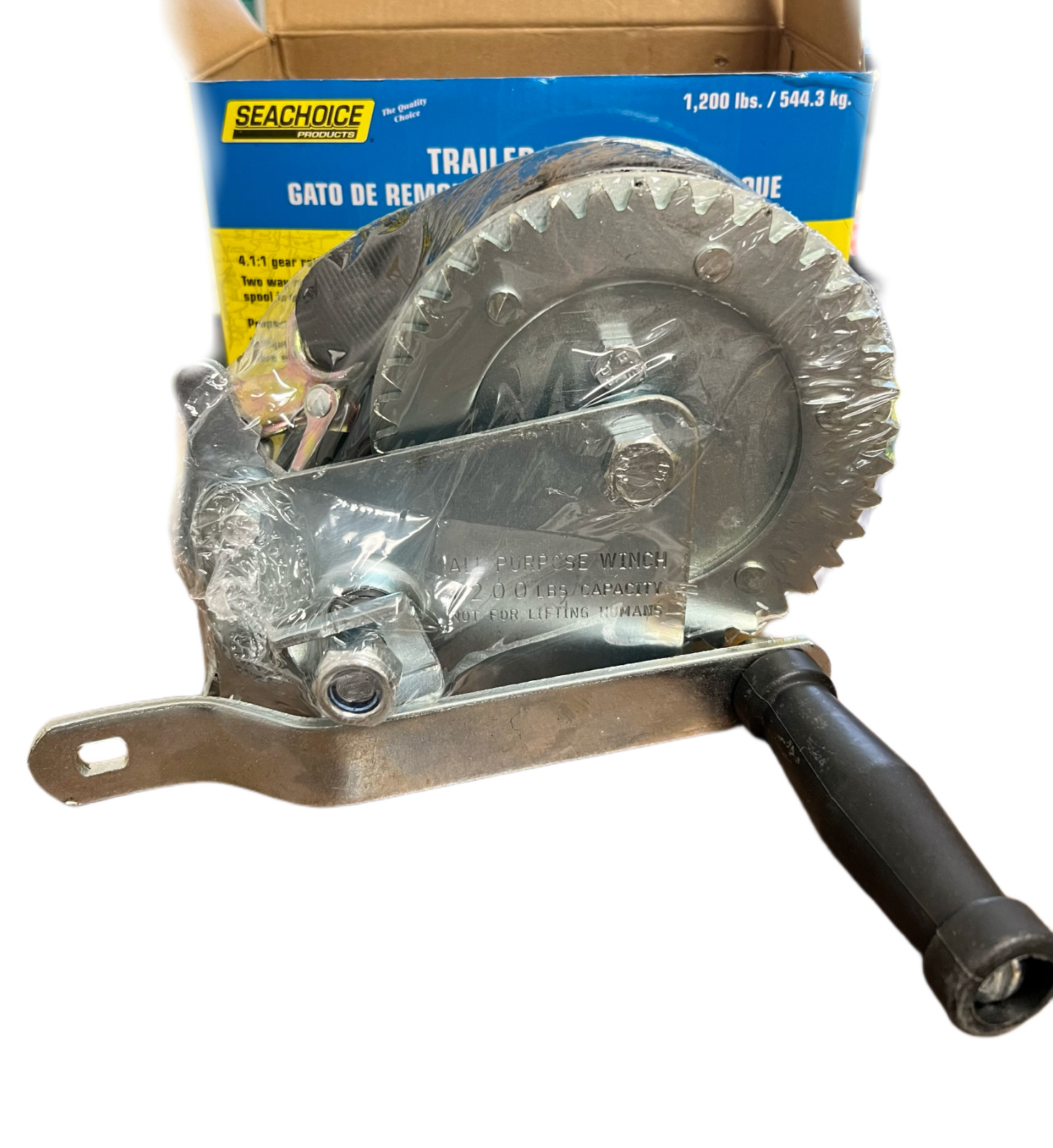 SEACHOICE TRAILER WINCH Part @52191, 1200LBS single speed 4.1:1 ratio