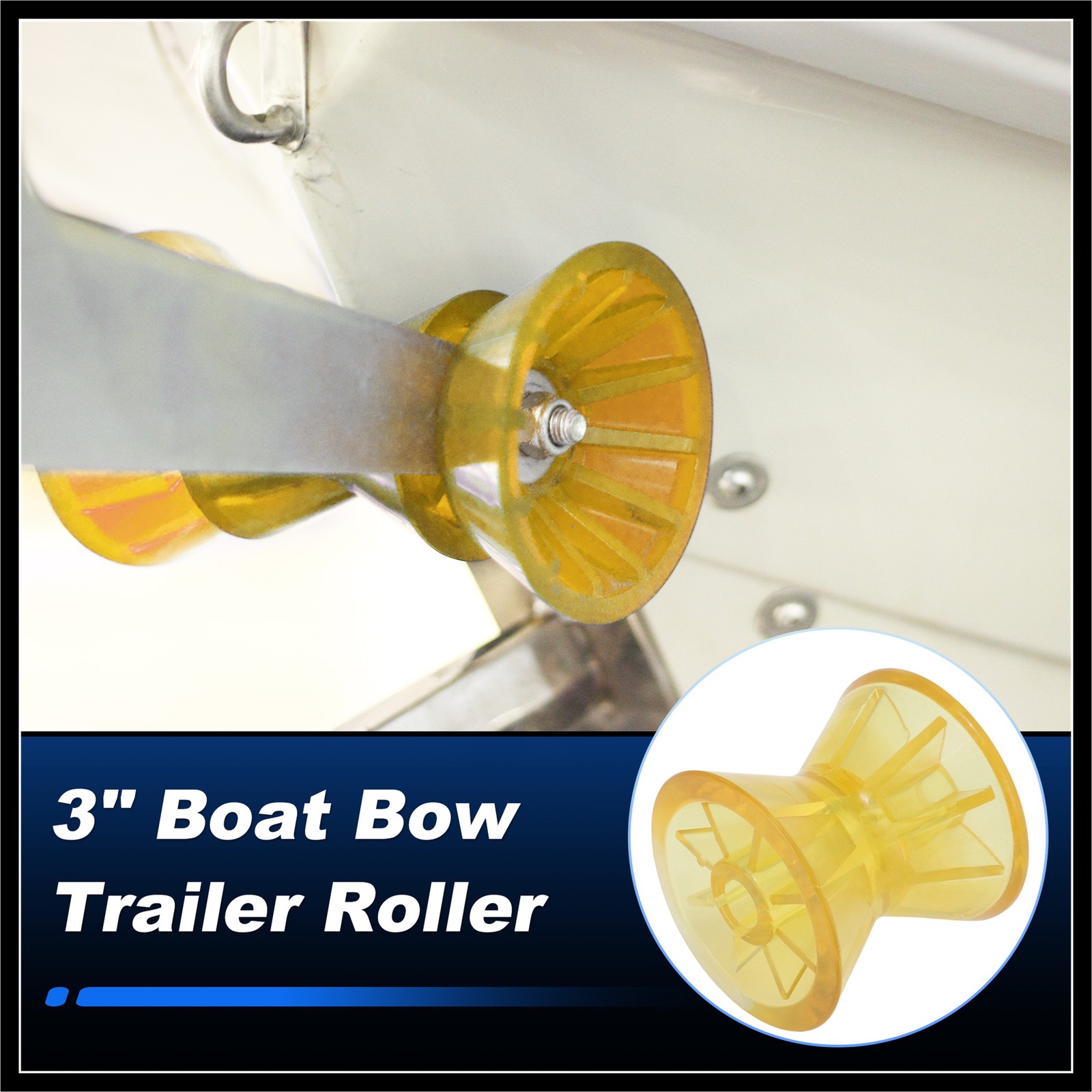 3″ Boat Bow Trailer Roller w/o End Bells & 1/2 Inch Shaft, Yellow