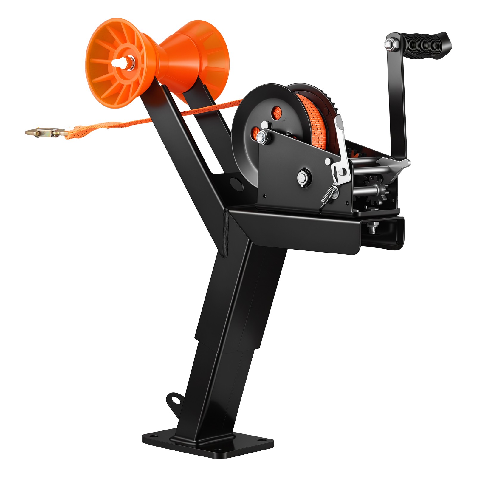 Boat Trailer Winch Stand with Roller, 3500 lbs, 20ft Orange Strap