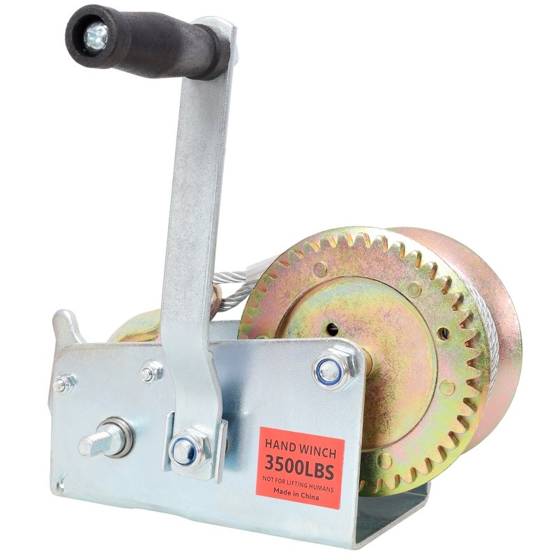 Manual Hand Crank Winch for Trailer Boat or ATV Towing 3500lbs Steel Galvanized
