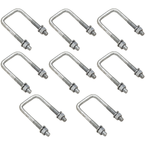 8 Pack of 7/16 D x 3-1/16 W x 2-13/16 L Boat Trailer Square Galvanized U-Bolts