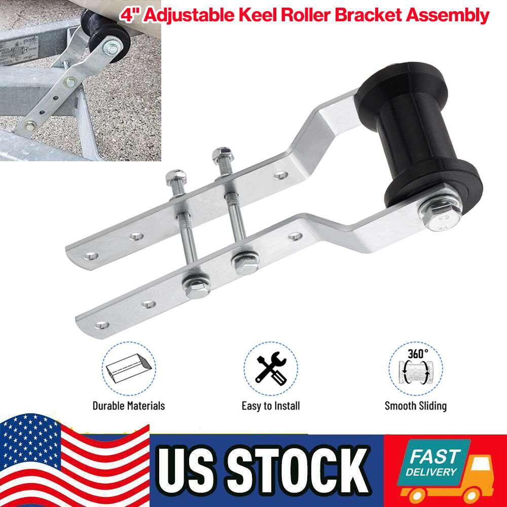 4 inch Adjustable Keel Roller Bracket Assembly for 2″ Wide Tongue Boat Trailer