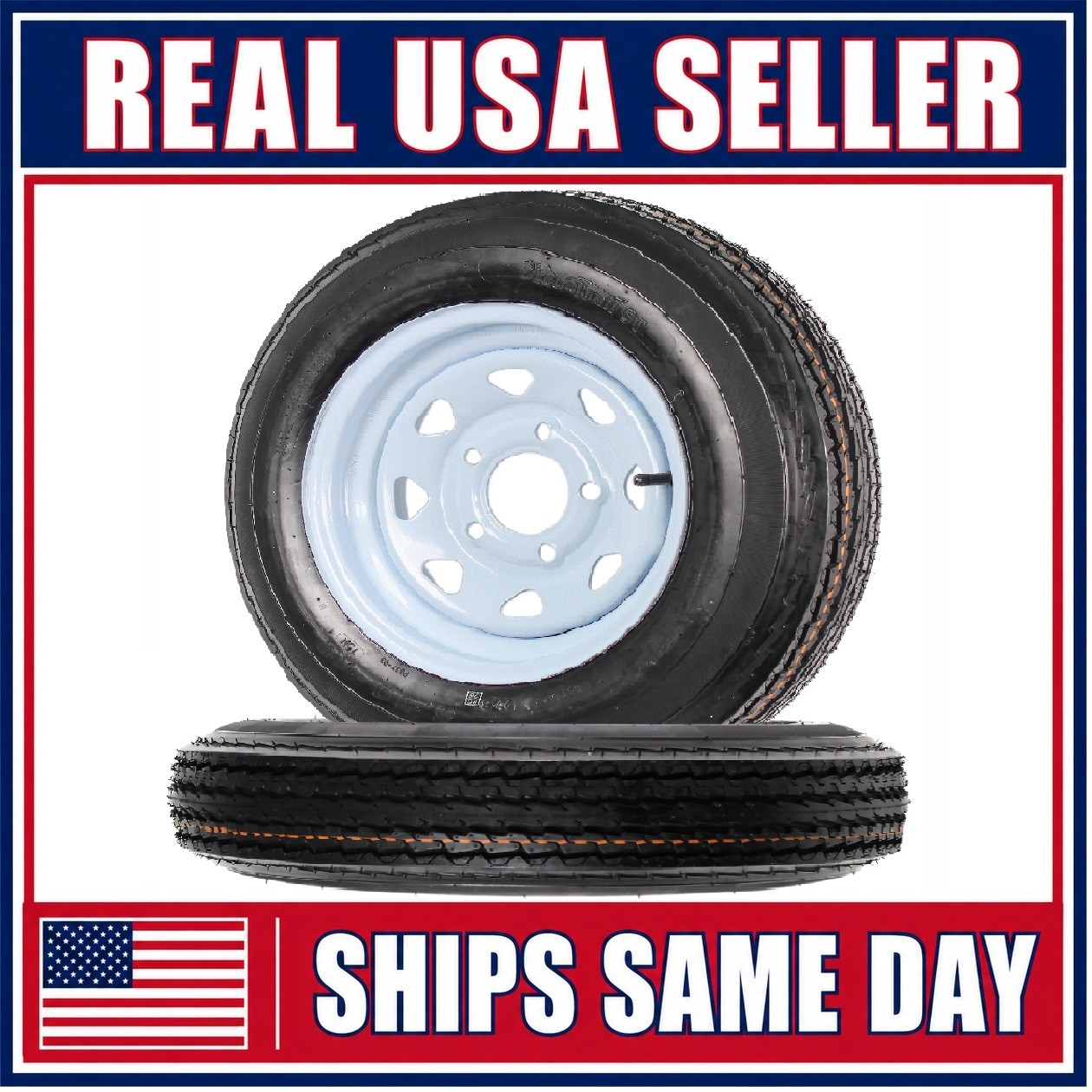 2-Pack Trailer Tire Rim 5.30-12 530-12 12 Inch 5 Lug On 4.5″ White Spoke Wheel
