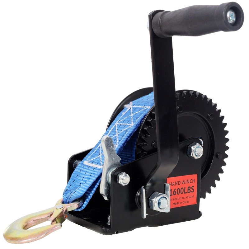 Trailer Boat ATV 1600lbs Hand Crank Winch, Blue 26ft Heavy Duty 4:1 Gear Ratio