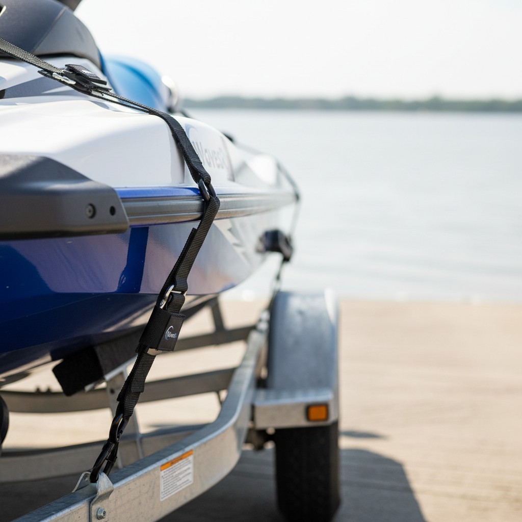 Heavy Duty Boat & Jet Ski Tie Downs – Adjustable & Compliant for Safe Transit