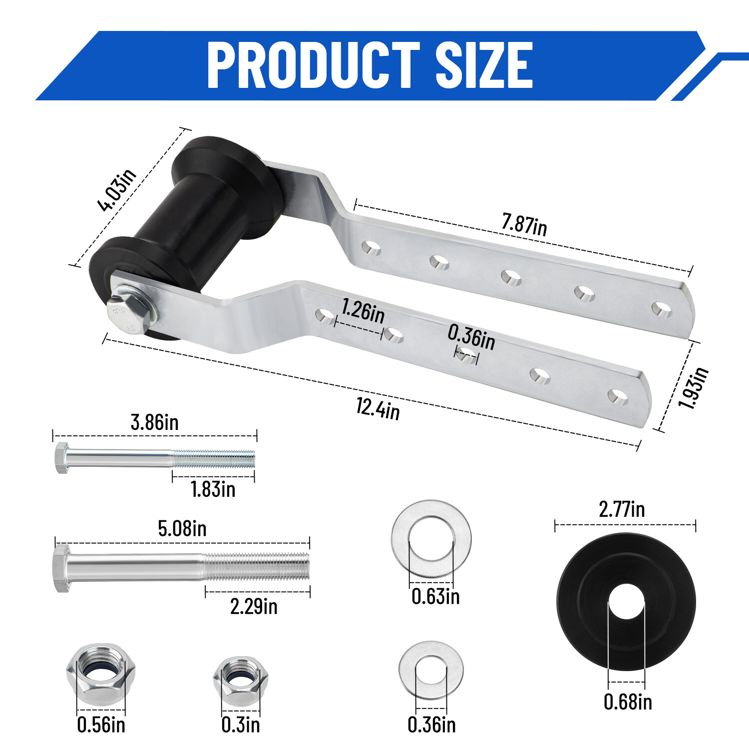4″ Adjustable Keel Roller Bracket Assembly for 2″ Tongue Boat Replacement