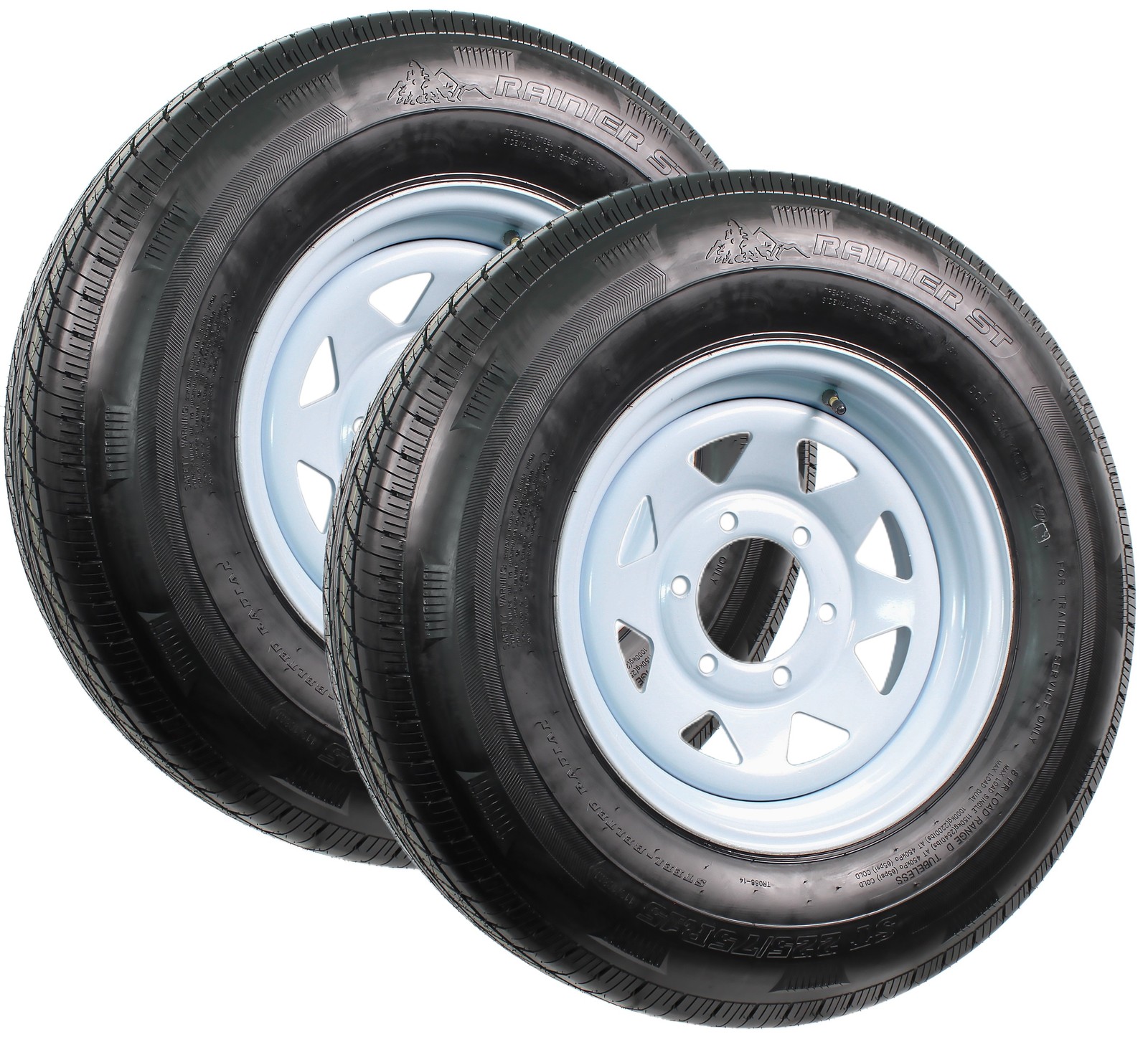 2-Pack Radial Trailer Tire Rim ST225/75R15 225/75R15 LRD 6 Lug White Spoke Wheel
