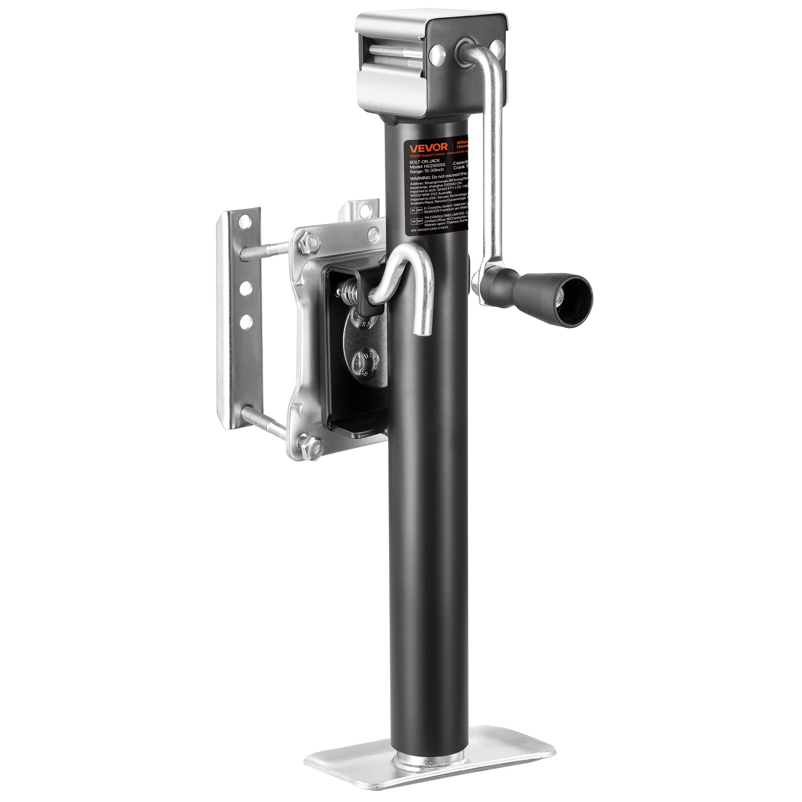 VEVOR Trailer Jack Bolt-on Trailer Tongue Jack 2500 lbs Dynamic Load 15″ Travel