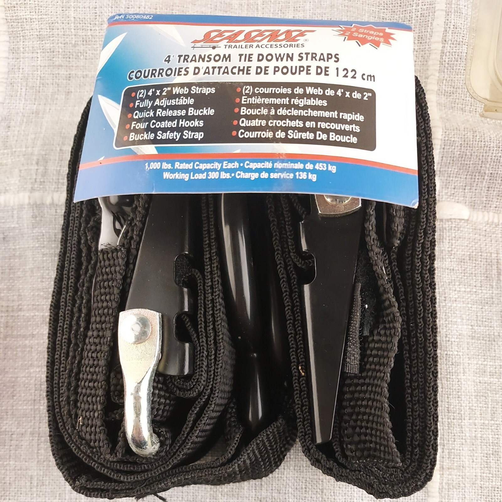 SeaSense Boat Tie Down Straps 50080482 | Stratos Transom 4 FT Black (2PC)