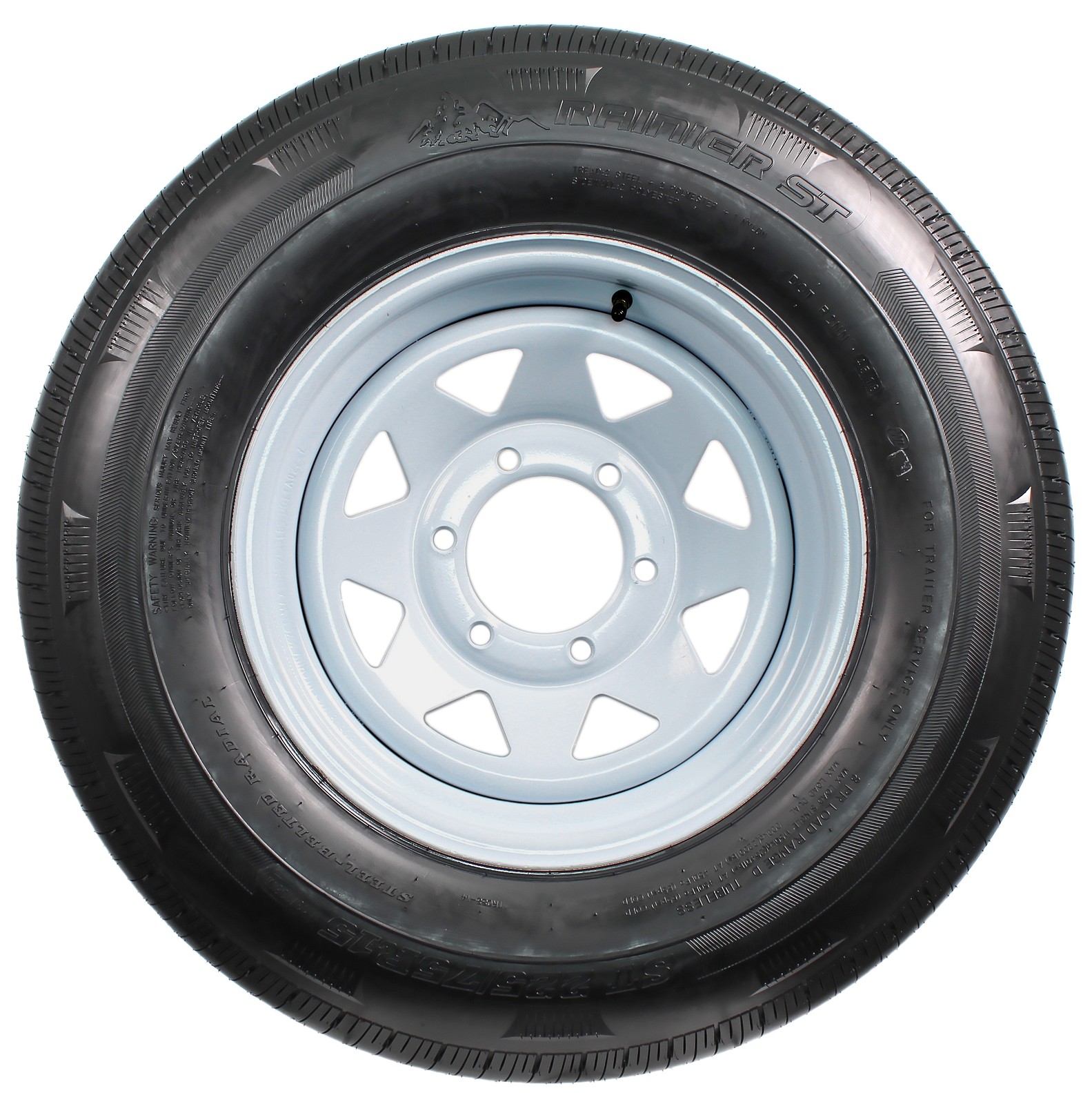 Radial Trailer Tire Rim Assembly ST225/75R15 LRD 6 Lug 15 Inch White Spoke Wheel