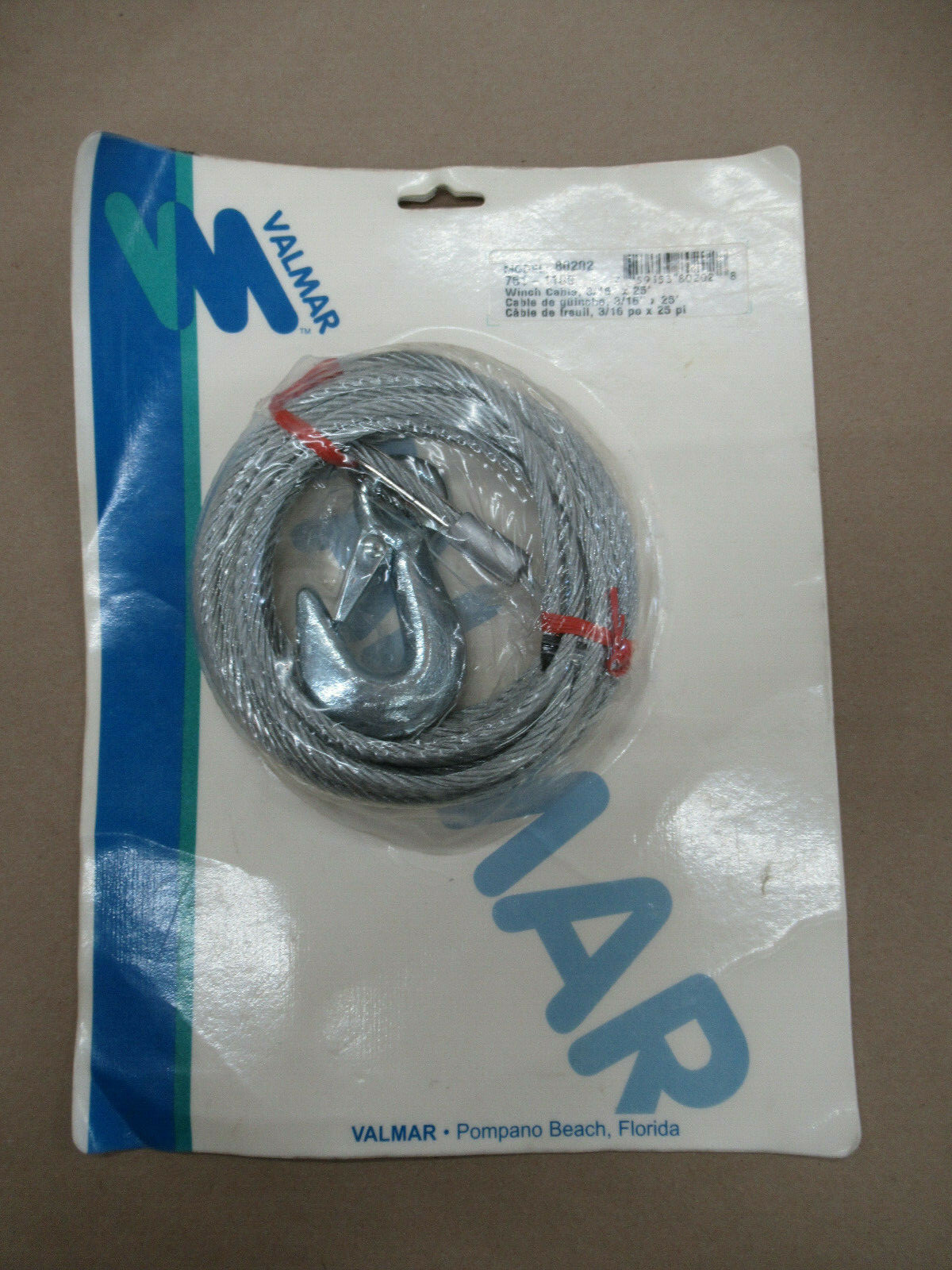 VALMAR 80202 / 751-1109 WINCH CABLE 3/16″ X 25′ 4,000 LBS UPC: 759553802028